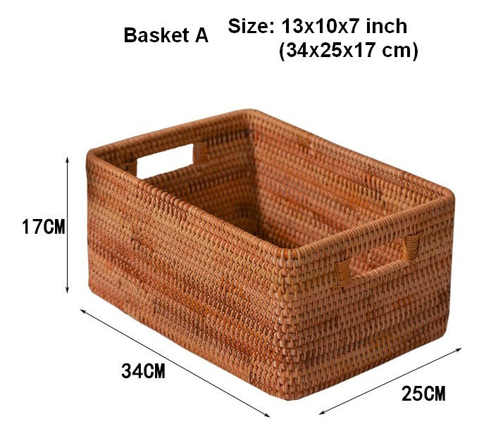 Wicker Rattan Storage Basket for Shelves, Storage Baskets for