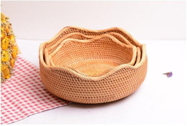 Small Rattan Baskets, Round Storage Basket, Woven Storage Baskets, Kitchen Storage Baskets, Storage Baskets for Shelves-Paintingforhome