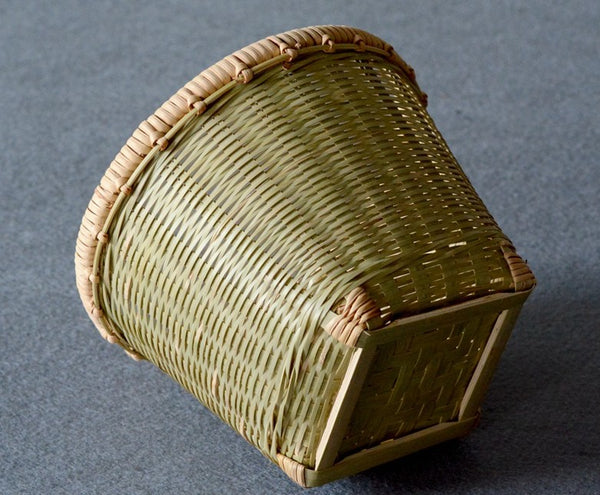 Natural Bamboo Basket, Rustic Basket, Hand Woven Snacks Basket, Round Decorative Basket-Paintingforhome