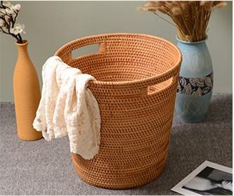 Storage Basket for Bathroom, Large Rattan Storage Basket, Laundry Round Storage Basket, Woven Storage Baskets-Paintingforhome