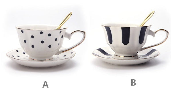 Elegant Ceramic Coffee Cups, Beautiful British Tea Cups, Unique Porcelain Cup and Saucer, Creative Bone China Porcelain Tea Cup Set-Paintingforhome
