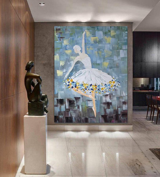 Ballet Dancer Painting, Large Painting for Bedroom, Modern Contemporary Artwork, Heavy Texture Acrylic Painting-Paintingforhome