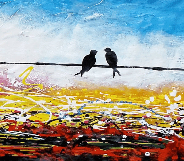 Love Birds Painting, Canvas Art, Abstract Art, Oil Painting, Wall Art, Abstract Painting, Large Art, Canvas Painting, Original Painting-Paintingforhome
