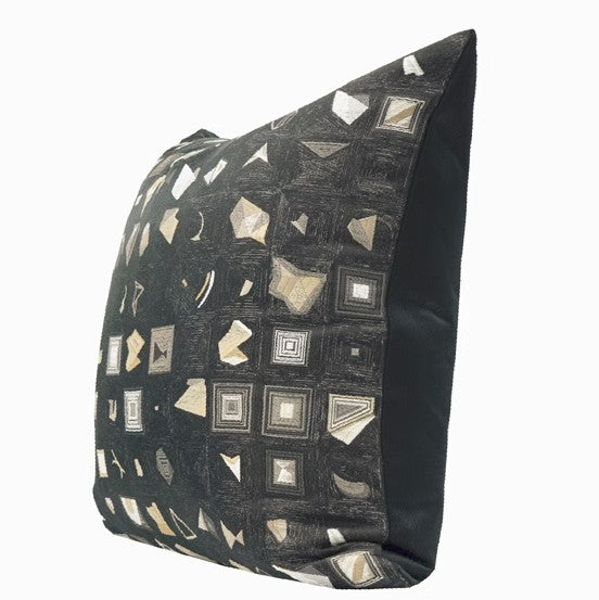 Abstract Black Decorative Throw Pillows, Geomeric Contemporary Square Modern Throw Pillows for Couch, Large Simple Throw Pillow for Interior Design-Paintingforhome