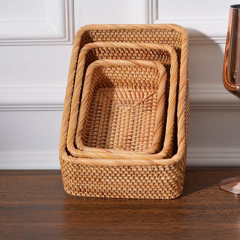 Rattan Storage Baskets for Kitchen, Rectangular Storage Baskets for Pa –  Paintingforhome