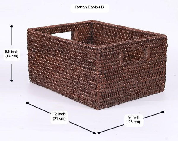 Storage Baskets for Clothes, Large Brown Woven Storage Basket, Storage Baskets for Bathroom, Rectangular Storage Baskets-Paintingforhome