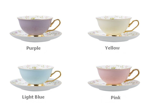 Elegant Ceramic Coffee Cups, Beautiful British Tea Cups, Unique Afternoon Tea Cups and Saucers in Gift Box, Royal Bone China Porcelain Tea Cup Set-Paintingforhome