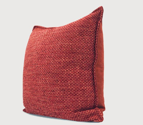 Large Square Modern Throw Pillows for Couch, Red Contemporary Modern Sofa Pillows, Simple Decorative Throw Pillows, Large Throw Pillow for Interior Design-Paintingforhome