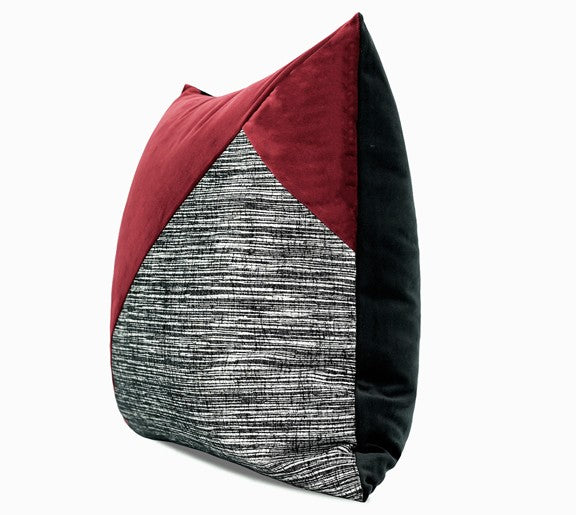 Large Modern Sofa Pillow Covers, Red and Black Contemporary Square Modern Throw Pillows for Couch, Simple Throw Pillow for Interior Design-Paintingforhome