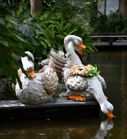 Extra Large Swan Flower Pot, Swan Statues, Animal Statue for Garden Ornament, Villa Courtyard Decor, Outdoor Decoration, Garden Ideas-Paintingforhome