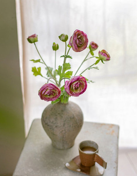 Flower Arrangement Ideas for Dining Room Table, Ranunculus Asiaticus Flowers, Simple Modern Floral Arrangement Ideas for Home Decoration, Spring Artificial Floral for Bedroom-Paintingforhome