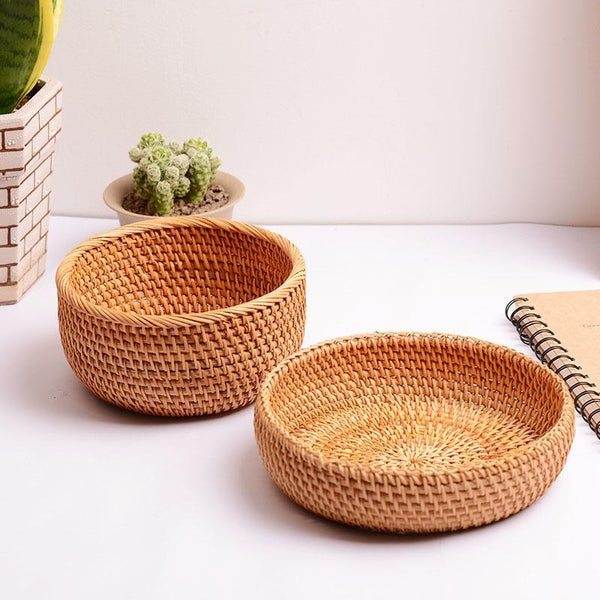 Small Storage Basket, Round Storage Basket, Woven Storage Baskets for Kitchen, Storage Basket for Dining Room-Paintingforhome