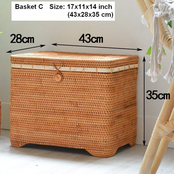 Storage Baskets for Bedroom, Large Laundry Storage Basket for Clothes, Rectangular Storage Basket, Rattan Baskets, Storage Baskets for Shelves-Paintingforhome