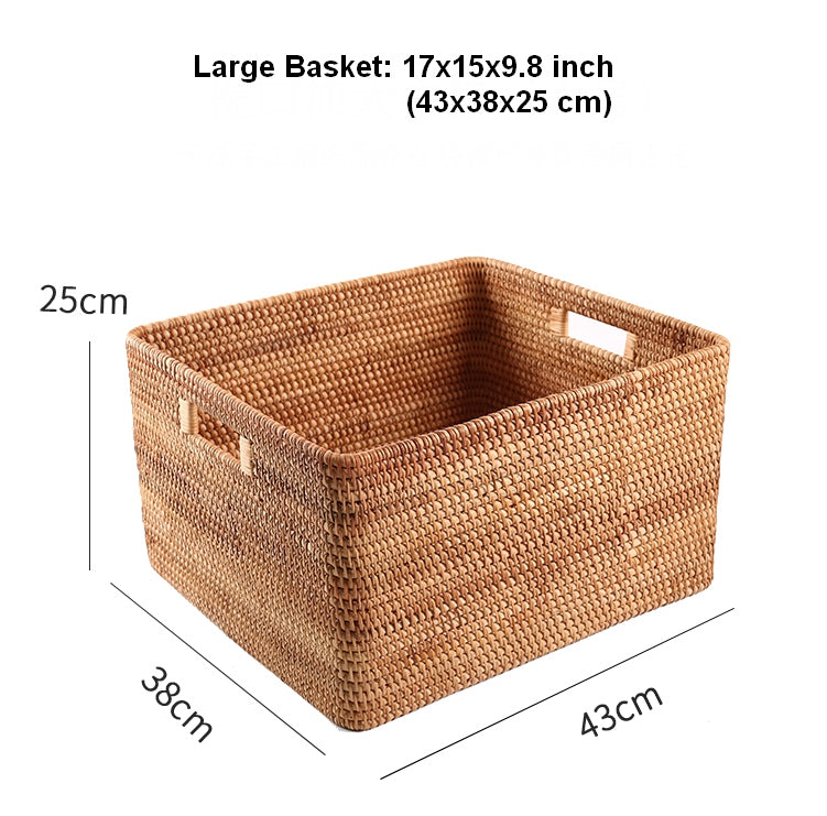Woven Basket with Handle, Vietnam Traditional Handmade Rattan Wicker  Storage Basket – Paintingforhome