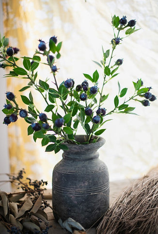 Flower Arrangement Ideas for Home Decoration, Simple Artificial Flowers for Living Room, Blueberry Fruit Branch, Spring Artificial Floral for Bedroom-Paintingforhome