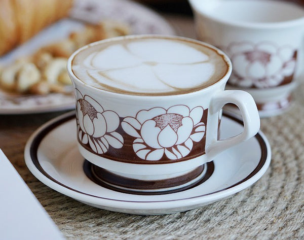 Elegant Ceramic Coffee Cups, Flower Bone China Porcelain Tea Cup Set, Beautiful British Tea Cups, Traditional English Tea Cups and Saucers-Paintingforhome