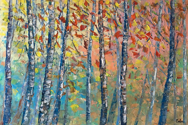 Birch Tree Painting, Landscape Painting, Original Wall Art, Canvas Art, Custom Large Oil Painting-Paintingforhome