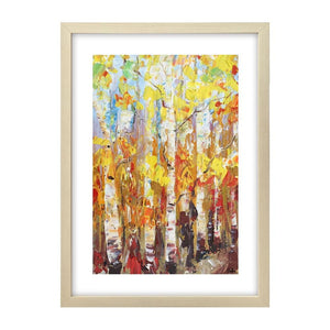 Small Painting, Heavy Texture Oil Painting, Birch Tree Painting, Abstract Painting-Paintingforhome