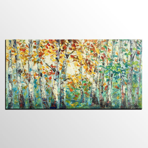 Autumn Tree Landscape Painting, Landscape Painting for Sale, Autumn Paintings, Living Room Wall Art Paintings, Custom Original Painting-Paintingforhome
