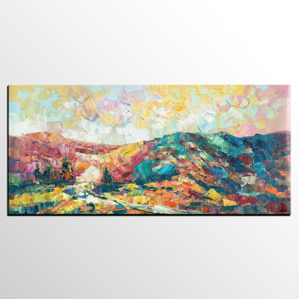 Canvas Painting, Mountain Landscape Painting, Large Canvas Art, Custom Extra Large Wall Art-Paintingforhome