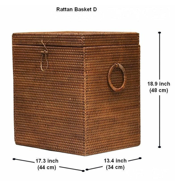 Large Storage Baskets for Bathroom, Round Storage Baskets with Handle, Rattan Storage Baskets, Laundry Storage Baskets, Storage Baskets for Clothes-Paintingforhome