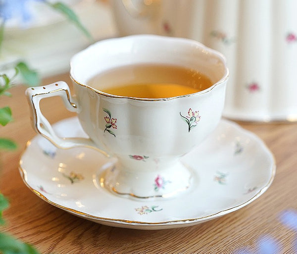 Bone China Porcelain Tea Cup Set, Beautiful British Tea Cups, Traditional English Tea Cups and Saucers, Unique Ceramic Coffee Cups-Paintingforhome