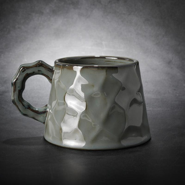 Large Capacity Coffee Cups, Large Tea Cup, Large Pottery Coffee Cup, White Ceramic Coffee Mug, Black Coffee Cup-Paintingforhome