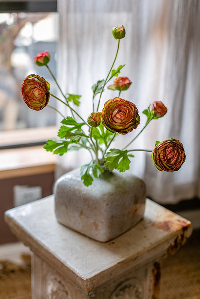 Dining Room Flower Arrangement Ideas, Ranunculus Asiaticus Flowers, Simple Modern Floral Arrangement Ideas for Home Decoration, Spring Artificial Floral for Bedroom-Paintingforhome