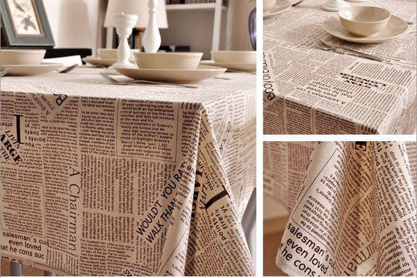 NEWS LETTER - Black White Tablecloth, Table Linen Wedding Home Decor Dining Kitchen-Paintingforhome