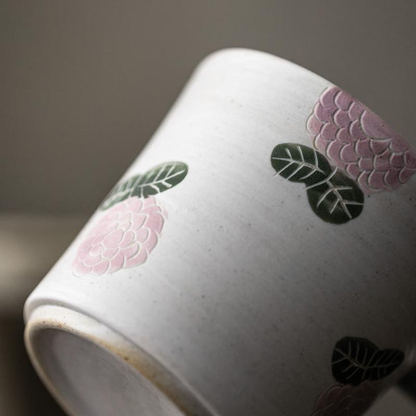 Handmade Pottery Coffee Cup, Rose Ceramic Coffee Mug, Cappuccino Coffee Cup, Tea Cup-Paintingforhome