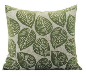 Contemporary Modern Sofa Pillows, Green Leaves Square Modern Throw Pillows for Couch, Simple Decorative Throw Pillows, Large Throw Pillow for Interior Design-Paintingforhome