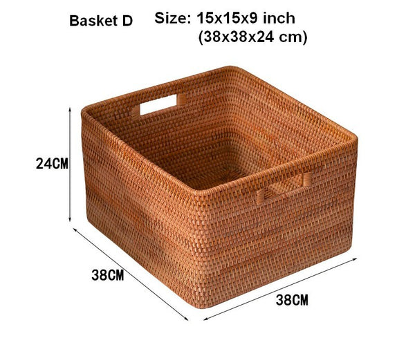 Rattan Storage Baskets, Storage Basket for Shelves, Rectangular Storage Basket for Toys, Storage Baskets for Kitchen, Storage Baskets for Bedroom-Paintingforhome