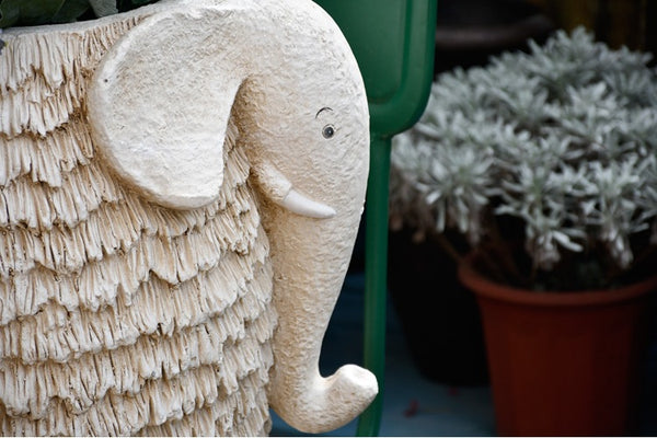 Large Elephant Flowerpot, Resin Statue for Garden, Modern Animal Statue for Garden Ornaments, Villa Outdoor Decor Gardening Ideas-Paintingforhome