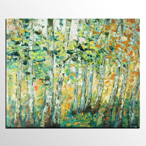 Autumn Tree Painting, Original Wall Art, Landscape Painting, Custom Heavy Texture Wall Art-Paintingforhome
