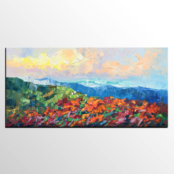 Autumn Mountain Painting, Canvas Painting for Bedroom, Landscape Painting on Canvas, Wall Art Painting, Custom Original Oil Paintings-Paintingforhome