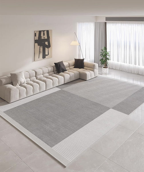 Gray Modern Rug Ideas for Living Room, Abstract Grey Geometric Modern Rugs, Contemporary Modern Rugs for Bedroom, Modern Rugs for Dining Room-Paintingforhome