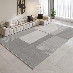 Modern Rugs for Dining Room, Contemporary Modern Rugs for Bedroom, Gray Modern Rug Ideas for Living Room, Abstract Grey Geometric Modern Rugs-Paintingforhome