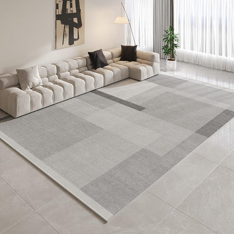 Geometric Modern Rugs for Dining Room, Contemporary Modern Rugs for Bedroom, Gray Modern Rugs for Living Room, Abstract Grey Modern Rugs for Sale-Paintingforhome