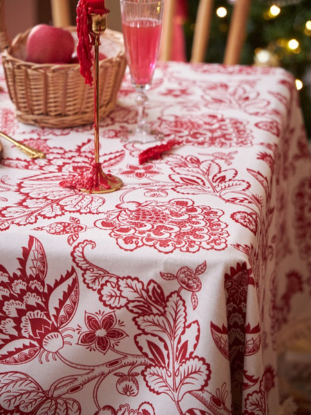 Flower Pattern Tablecloth for Holiday Decoration, Square Tablecloth for Round Table, Large Cotton Rectangle Tablecloth for Home Decoration, Farmhouse Table Cloth Dining Room Table-Paintingforhome