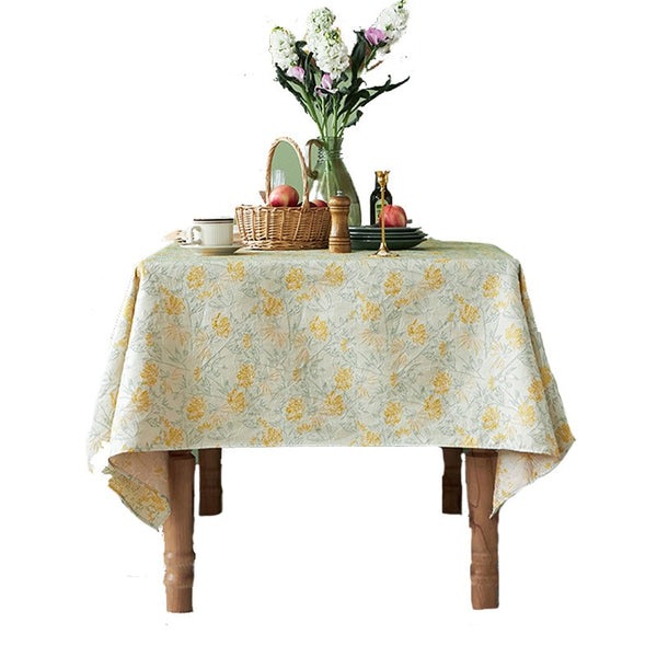 Natural Spring Farmhouse Table Cloth, Large Modern Rectangle Tablecloth for Dining Room Table, Square Tablecloth for Round Table, Flower Pattern Tablecloth-Paintingforhome
