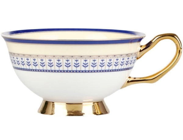 Elegant British Ceramic Coffee Cups, Unique British Tea Cup and Saucer in Gift Box, Blue Bone China Porcelain Tea Cup Set-Paintingforhome