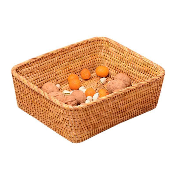 Woven Rectangular Storage Basket, Lovely Rattan Storage Basket, Storage Baskets for Kitchen-Paintingforhome