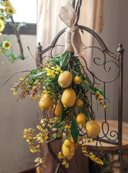 Lemon Branch, Fragrans stems, Fern leaf, Creative Flower Arrangement Ideas for Home Decoration, Unique Artificial Flowers, Simple Artificial Floral for Dining Room Table-Paintingforhome