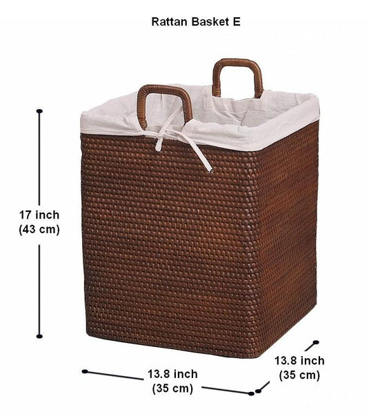 Rectangular Storage Baskets, Large Brown Rattan Storage Baskets, Storage Baskets for Bathroom, Storage Basket with Lid, Storage Baskets for Clothes-Paintingforhome