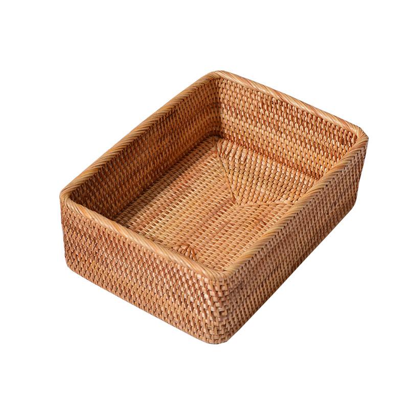 Woven Rectangular Basket with Handle, Rattan Storage Basket for Shelve –  Paintingforhome