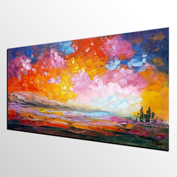 Abstract Landscape Paintings, Original Oil Painting, Custom Canvas Painting, Oil Painting for Sale-Paintingforhome