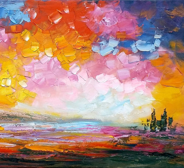 Abstract Landscape Paintings, Original Oil Painting, Custom Canvas Painting, Oil Painting for Sale-Paintingforhome