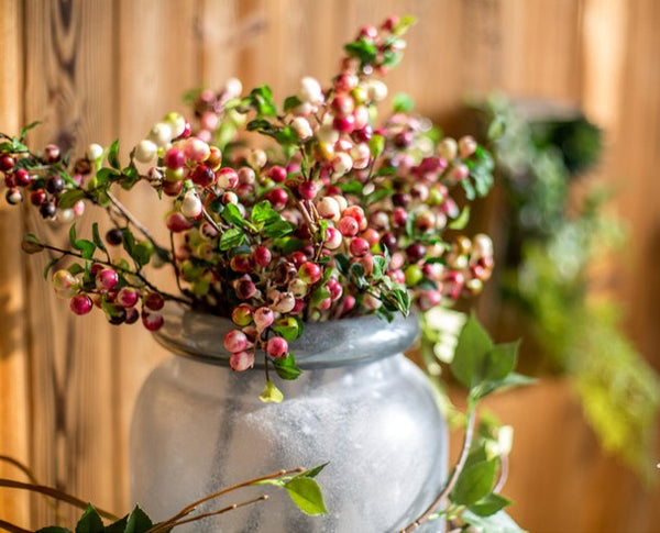 Cranberry Fruit Branch, Flower Arrangement Ideas for Living Room, Unique Artificial Flowers for Home Decoration, Spring Artificial Floral for Bedroom-Paintingforhome