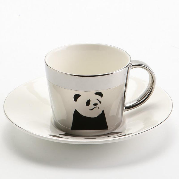 Golden Coffee Cup, Silver Coffee Mug, Large Coffee Cups, Coffee Cup and Saucer Set, Tea Cup, Ceramic Coffee Cup-Paintingforhome