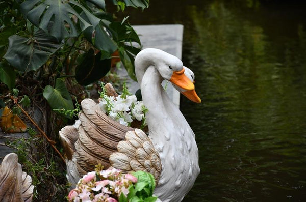 Extra Large Swan Flower Pot, Swan Statues, Animal Statue for Garden Ornament, Villa Courtyard Decor, Outdoor Decoration, Garden Ideas-Paintingforhome